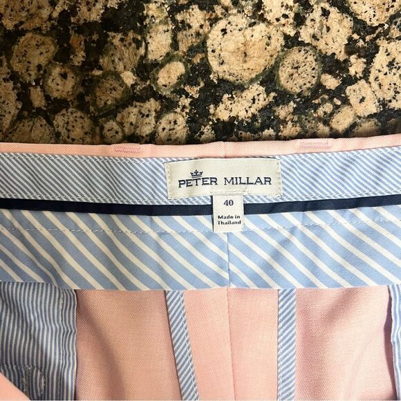 Peter Millar Mens Polyester Shorts Pink Size 40 Flat Front Golf Chino - Picture 5 of 7